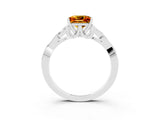 White gold Princess Cut Citrine Solitaire Celtic Knot Ring with Four-Prong Setting_15