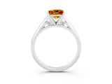 White gold Princess Cut Citrine Solitaire Engagement Ring with Cathedral Setting and Four-Prong Mount_111