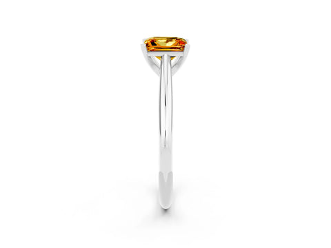 White gold Princess Cut Citrine Solitaire Engagement Ring with Cathedral Setting and Four-Prong Mount_26