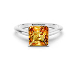White gold Princess Cut Citrine Solitaire Engagement Ring with Cathedral Setting and Four-Prong Mount_30