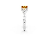 White gold Princess Cut Citrine Solitaire Engagement Ring with Celtic Knot Band and Four-Prong Setting_2