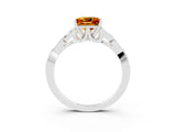 White gold Princess Cut Citrine Solitaire Engagement Ring with Celtic Knot Band and Four-Prong Setting_3