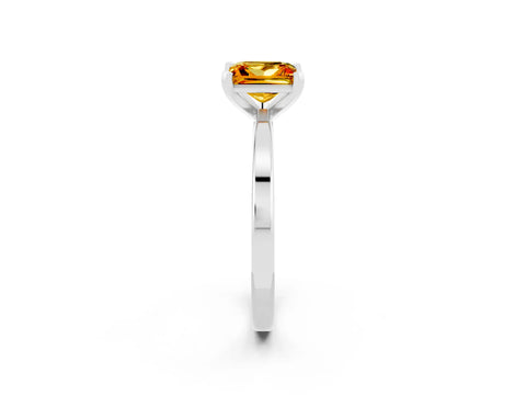 White gold Princess Cut Citrine Solitaire Engagement Ring with Classic Band and Four-Prong Setting_26