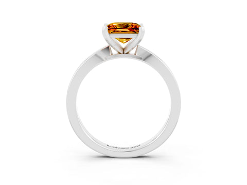 White gold Princess Cut Citrine Solitaire Engagement Ring with Classic Band and Four-Prong Setting_27