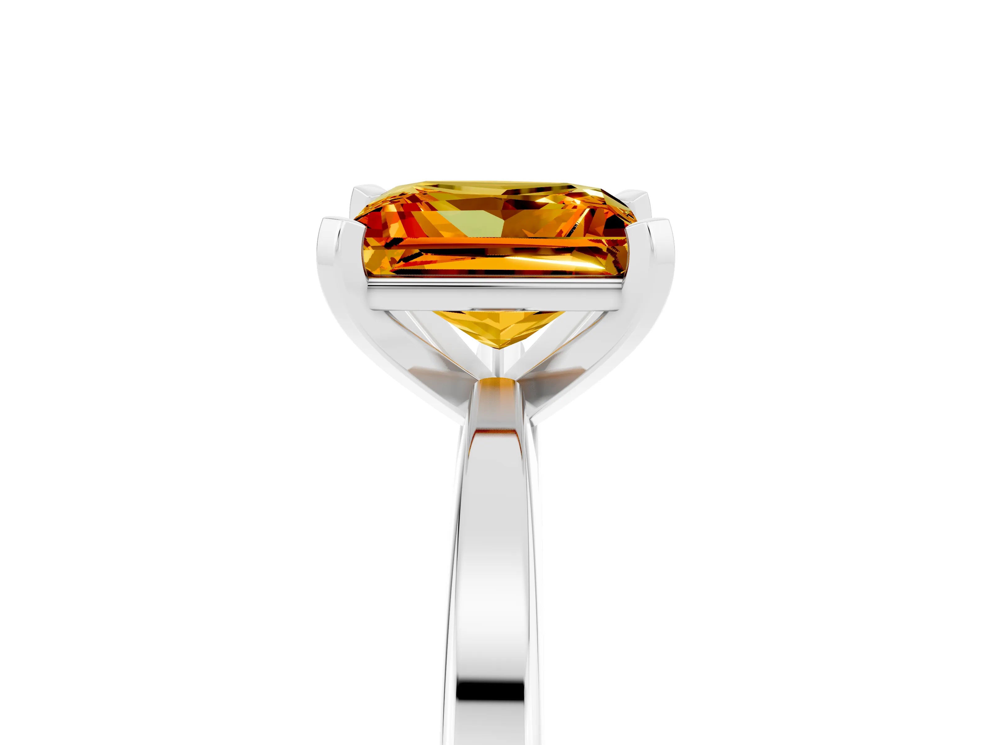 White gold Princess Cut Citrine Solitaire Engagement Ring with Classic Band and Four-Prong Setting_29