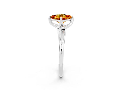 White gold Princess Cut Citrine Solitaire Engagement Ring with Four-Prong Setting and Classic Band_14