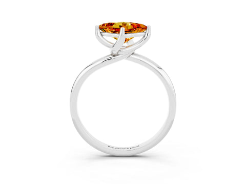 White gold Princess Cut Citrine Solitaire Engagement Ring with Four-Prong Setting and Classic Band_15