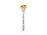 White gold Princess Cut Citrine Solitaire Engagement Ring with Pavé Band and Four-Prong Setting_2