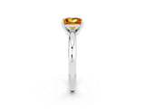 White gold Princess Cut Citrine Solitaire Engagement Ring with Round Band and Four-Prong Setting_2