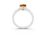 White gold Princess Cut Citrine Solitaire Engagement Ring with Round Band and Four-Prong Setting_3