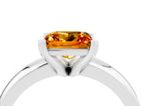 White gold Princess Cut Citrine Solitaire Engagement Ring with Round Band and Four-Prong Setting_4