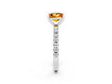 White gold Princess Cut Citrine Solitaire Pavé Band with Four-Prong Setting_2