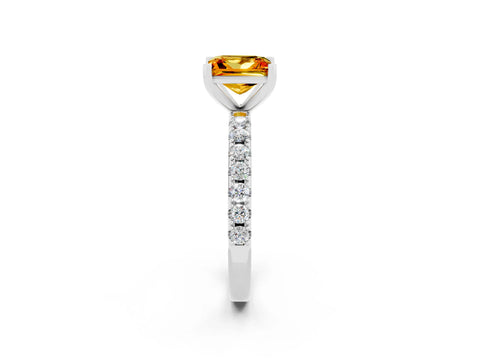 White gold Princess Cut Citrine Solitaire Pavé Band with Four-Prong Setting_2
