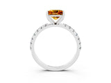 White gold Princess Cut Citrine Solitaire Pavé Band with Four-Prong Setting_3