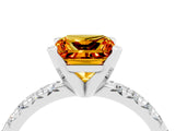 White gold Princess Cut Citrine Solitaire Pavé Engagement Ring with Round Band and Prong Setting_16
