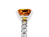 White gold Princess Cut Citrine Solitaire Pavé Engagement Ring with Round Band and Prong Setting_77
