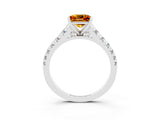White gold Princess Cut Citrine Solitaire Ring with Cathedral Setting and Pavé Band_3