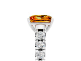 White gold Princess Cut Citrine Solitaire Ring with Cathedral Setting and Pavé Band_5