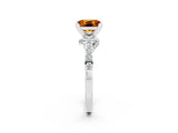 White gold Princess Cut Citrine Solitaire Ring with Crossover Gallery and Round  Pavé Band_14