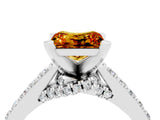 White gold Princess Cut Citrine Solitaire Ring with Crossover Gallery and Round  Pavé Band_16