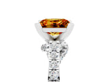 White gold Princess Cut Citrine Solitaire Ring with Crossover Gallery and Round  Pavé Band_17