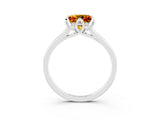White gold Princess Cut Citrine Solitaire Ring with Flower Prong Setting and Classic Band_27