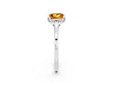 White gold Princess Cut Citrine Solitaire Ring with Flower Prong Setting and Classic Band_38