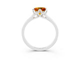White gold Princess Cut Citrine Solitaire Ring with Flower Prong Setting and Classic Band_39