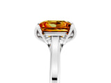 White gold Princess Cut Citrine Solitaire Ring with Flower Prong Setting and Classic Band_41