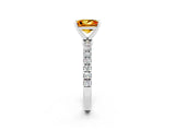 White gold Princess Cut Citrine Solitaire Ring with Pavé Accents and Four-Prong Setting_2