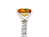 White gold Princess Cut Citrine Solitaire Ring with Pavé Accents and Four-Prong Setting_5