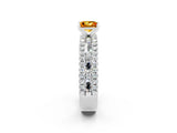 White gold Princess Cut Citrine Solitaire Ring with Pavé and Channel Set Band_2