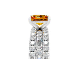 White gold Princess Cut Citrine Solitaire Ring with Pavé and Channel Set Band_5