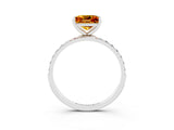 White gold Princess Cut Citrine Solitaire Ring with Pave Band and Four Prong Setting_27