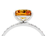 White gold Princess Cut Citrine Solitaire Ring with Pave Band and Four Prong Setting_28
