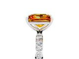 White gold Princess Cut Citrine Solitaire Ring with Pave Band and Four Prong Setting_29