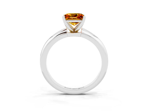 White gold Princess Cut Citrine Solitaire Ring with Six-Prong Setting and Classic Band_15