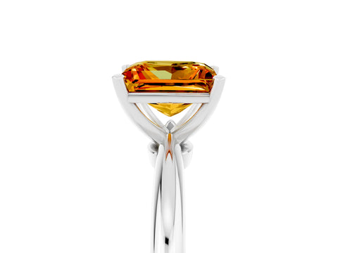 White gold Princess Cut Citrine Solitaire Ring with Six-Prong Setting and Classic Band_17