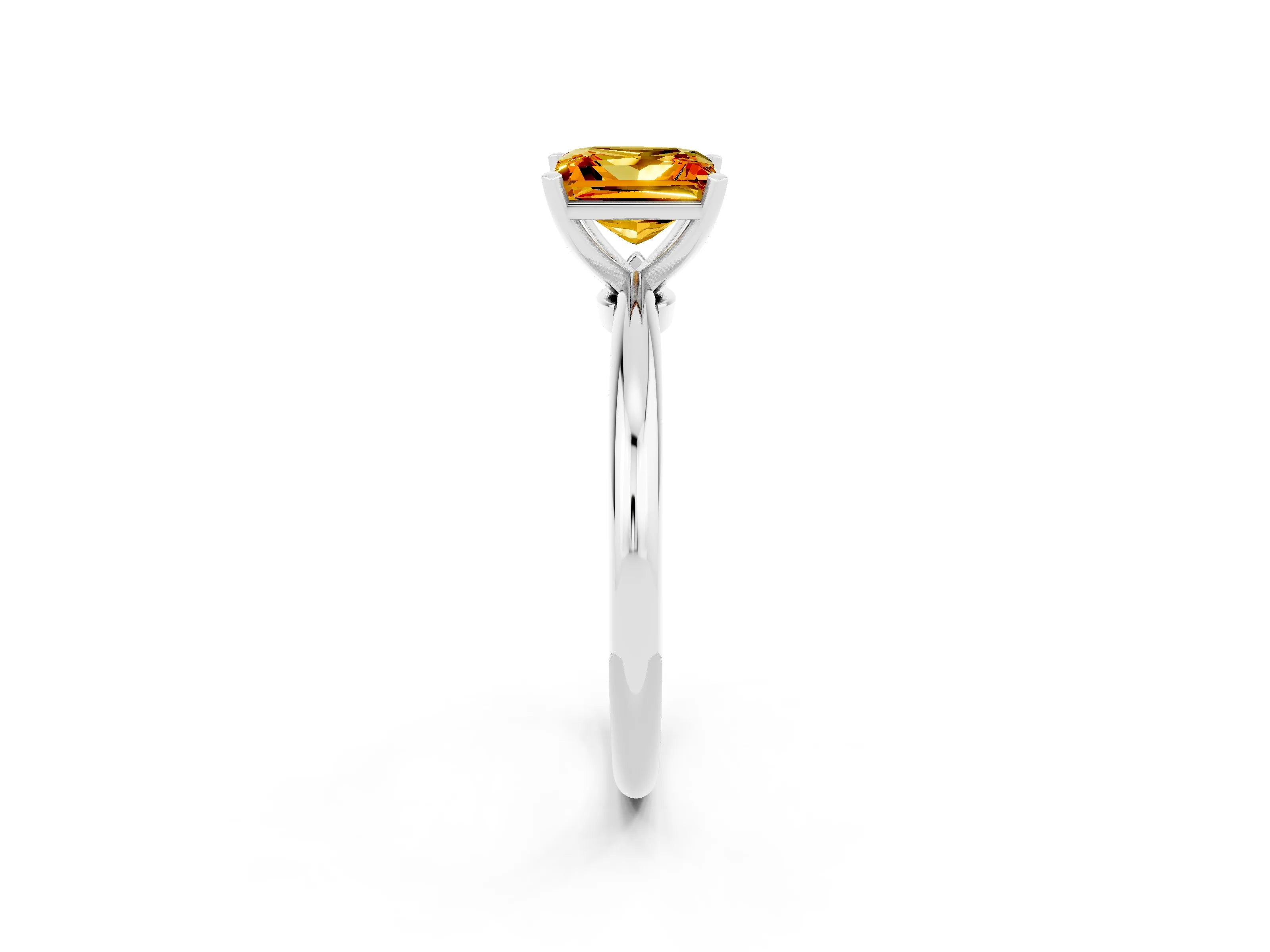 White gold Princess Cut Citrine Solitaire Ring with Six-Prong Setting and Classic Band_22