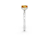 White gold Princess Cut Citrine Solitaire Ring with Thin Band and Four-Prong Setting_2
