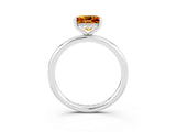 White gold Princess Cut Citrine Solitaire Ring with Thin Band and Four-Prong Setting_3