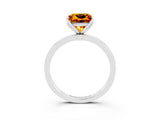 White gold Princess Cut Citrine Solitaire Ring with Thin Band and Prong Setting_15