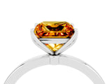 White gold Princess Cut Citrine Solitaire Ring with Thin Band and Prong Setting_16