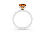 White gold Princess Cut Citrine Solitaire Ring with Thin Band and Prong Setting_39