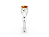 White gold Princess Cut Citrine Solitaire Ring with Wide Band and Prong Setting_2