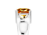 White gold Princess Cut Citrine Solitaire Ring with Wide Band and Prong Setting_5