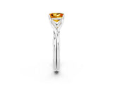 White gold Princess Cut Citrine Solitaire Twist Band Prong Setting Ring_56