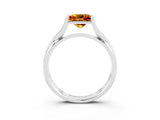 White gold Princess Cut Citrine Solitaire Twist Band Prong Setting Ring_57