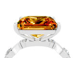 White gold Princess Cut Citrine Solitaire Twisted Band with Round  Accents and Prong Setting_16