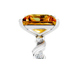 White gold Princess Cut Citrine Solitaire Twisted Band with Round  Accents and Prong Setting_17
